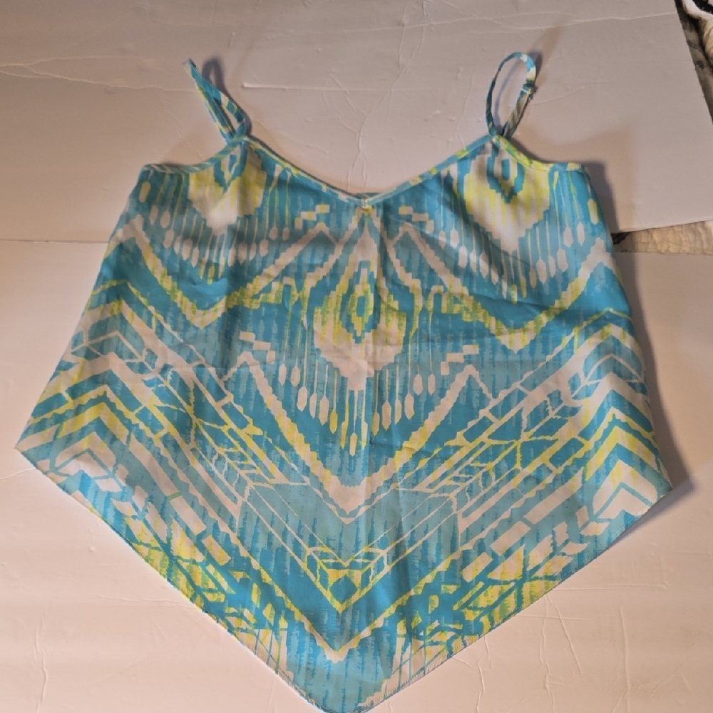 INC International Concepts Blue and Yellow Sleeveless Top